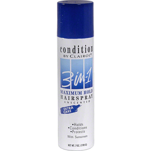 Condition Condition 3-In-1 Hair Spray Maximum Hold, Unscented - 7 Oz Personal Care Light Gray