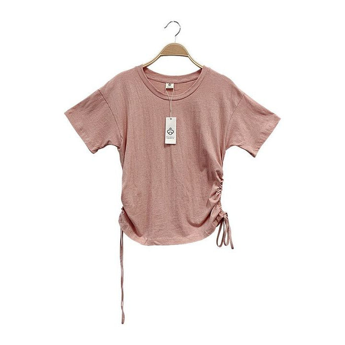 ADJUSTABLE SIDE SHIRRING CROP RECYLCED COTTON