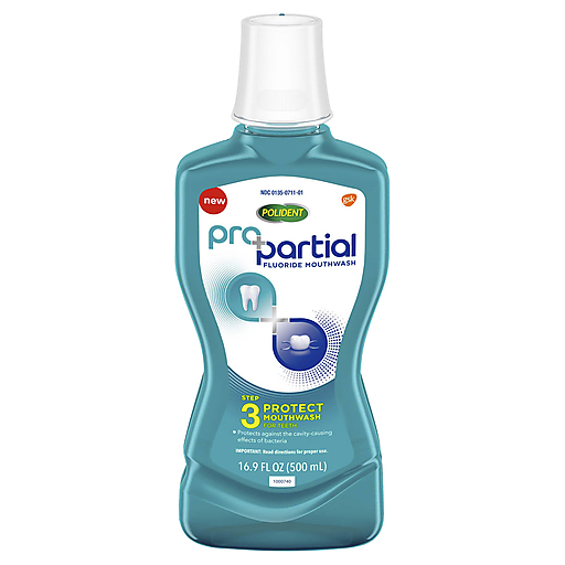 Polident Polident ProPartial Step 3 Protect Fluoride Mouthwash 16.9 Oz Mouthwash White Smoke