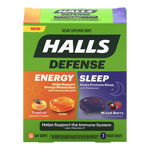 Halls Halls Energy/Sleep, Tropical/Mixed Berry, Drops Personal Care Olive Drab