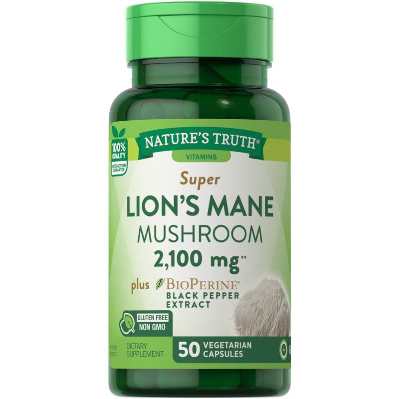 Nature's Truth Nature's Truth Lion's Mane Mushroom, 2100 Mg, Capsules, Black Pepper Extract Mushrooms White Smoke