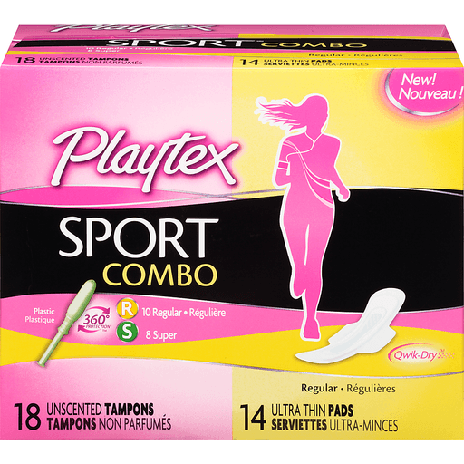 Playtex Sport Playtex Sport Combo Unscented Tampons And Ultra Thin Pads 32 Ct Box Tampons Black