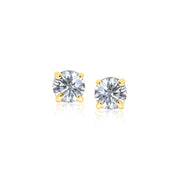 Bids.com 14k Yellow Gold Stud Earrings with White Hue Faceted Cubic Zirconia Earrings