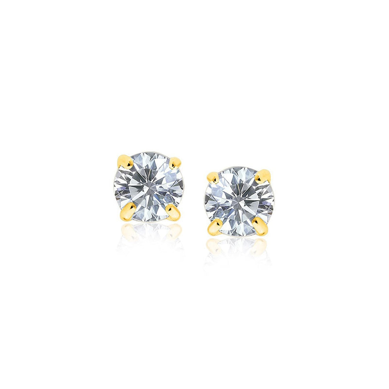 Bids.com 14k Yellow Gold Stud Earrings with White Hue Faceted Cubic Zirconia Earrings