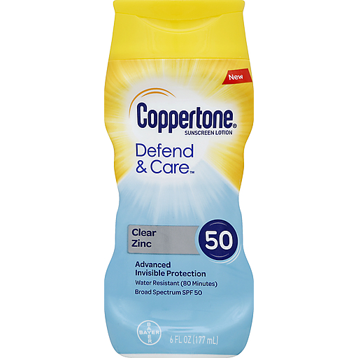 Coppertone Coppertone Defend & Care Sunscreen, Clear Zinc, Lotion, SPF 50 Lotion & Moisturizer