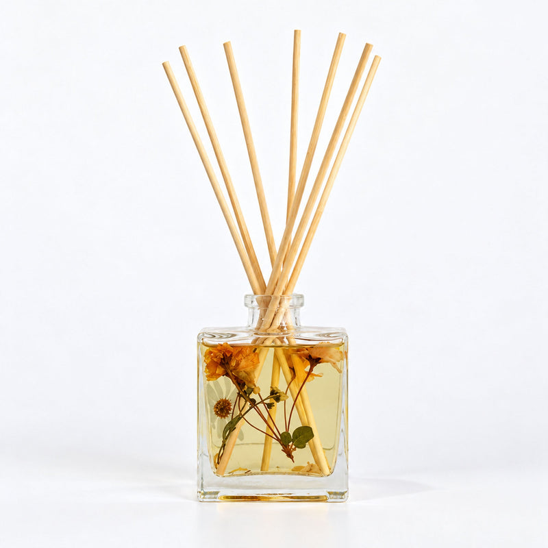 Rosy Rings Accent Botanical Reed Diffuser - Apricot Rose 4oz Botanical Diffuser White Smoke