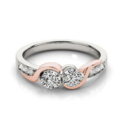 Bids.com 14k White And Rose Gold Round Two Diamond Curved Band Ring (5/8 cttw) Rings
