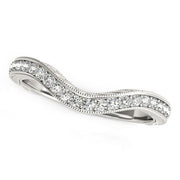 Bids.com 14k White Gold Milgrained Baroque Curved Diamond Wedding Ring (1/6 cttw) Rings