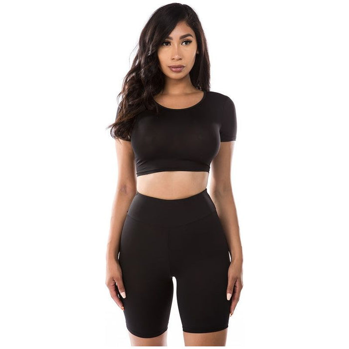 2PC SET CROP TOP WITH BICYCLE PANT