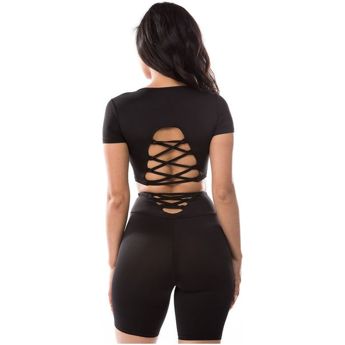 2PC SET CROP TOP WITH BICYCLE PANT