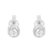 Bids.com 10K White Gold 0.30 Cttw Round Brilliant-Cut Near Colorless Diamond Bezel-Set Stud Earrings (H-I Color, I1-I2 Clarity) Earrings