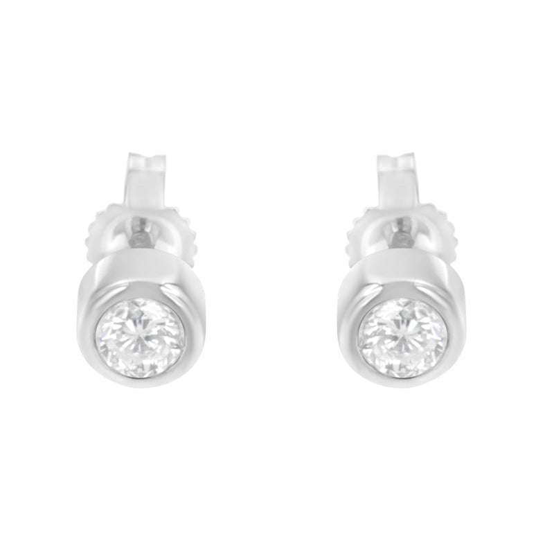 Bids.com 10K White Gold 0.30 Cttw Round Brilliant-Cut Near Colorless Diamond Bezel-Set Stud Earrings (H-I Color, I1-I2 Clarity) Earrings