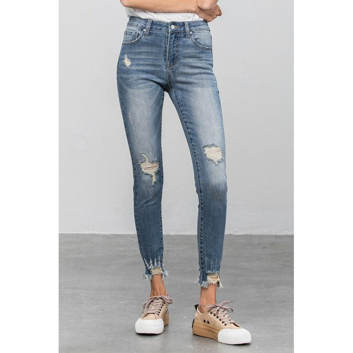 High Stretch Mid Rise Skinny Jeans