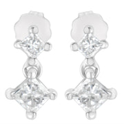 Bids.com 14K White Gold 3/4 cttw Double Diamond Princess-Cut Stud Earrings (I-J Clarity, I2-I3 Color) Earrings