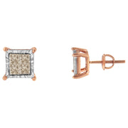 Bids.com 10K Two-Toned Princess-Cut Composite Diamond Stud Earrings (1/2 cttw, J-K Color, I1-I2 Clarity) Earrings