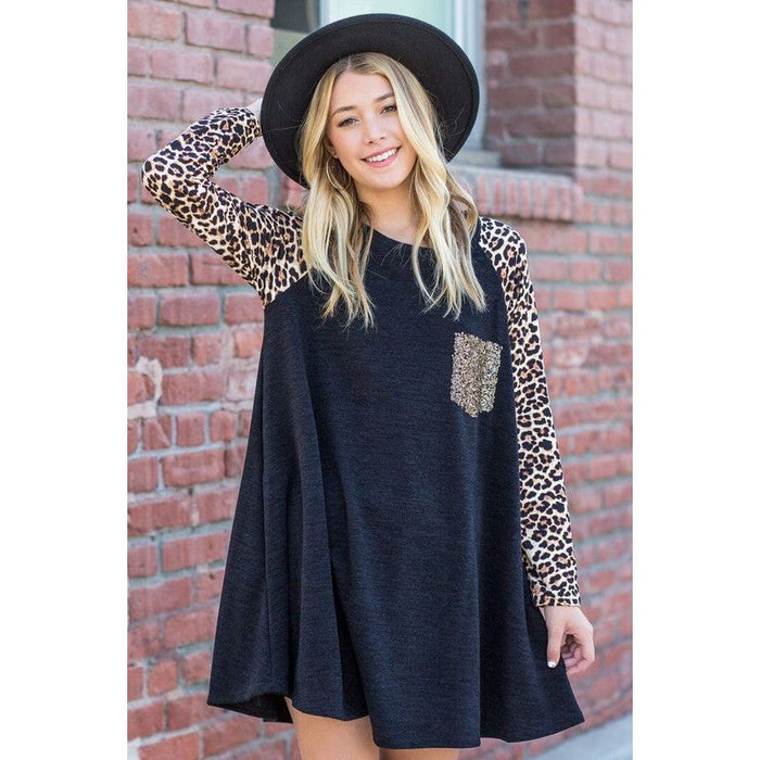 Animal Print Sleeve Aline