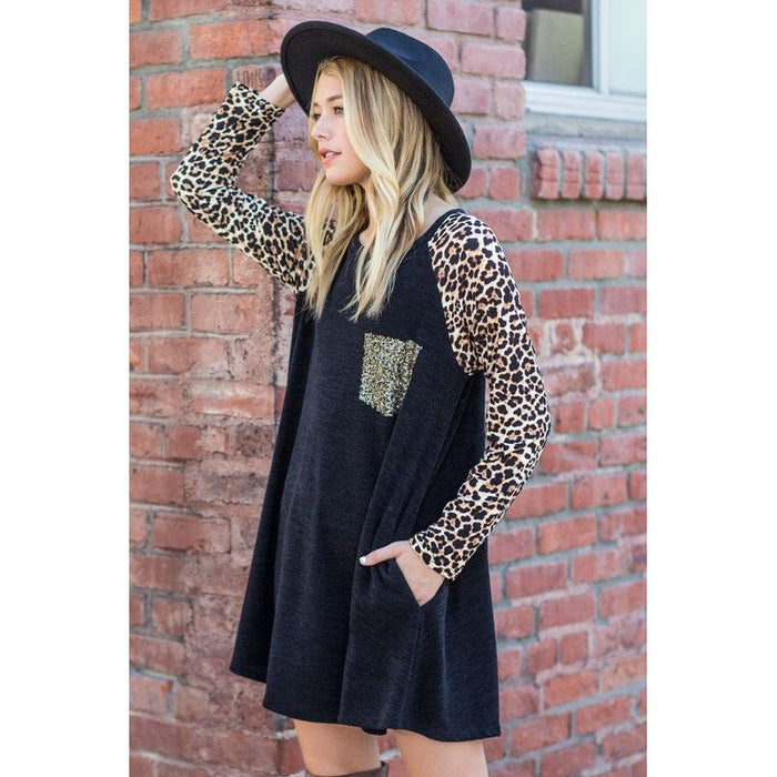 Animal Print Sleeve Aline