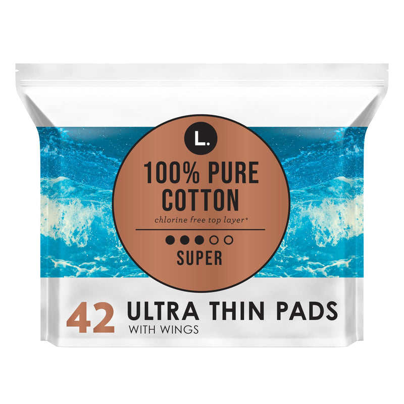 L. L. Chlorine Free Ultra Thin Pads Super Absorbency, Organic Cotton Personal Care