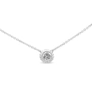 Bids.com 10K White Gold 1/4 Cttw Bezel-Set Round Diamond Solitaire Floral Pendant 18" Necklace (I-J Color, SI2-I1 Clarity) Necklaces