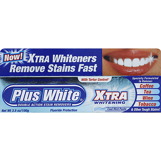 Plus White Plus White Toothpaste, Fluoride Protection, Xtra Whitening, With Tartar Control, Cool Mint Paste 3.5 Oz Toothpaste Midnight Blue