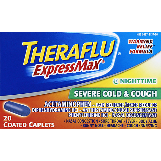 Theraflu Theraflu ExpressMax Nighttime Severe Cold And Cough Coated Caplets Health & Beauty