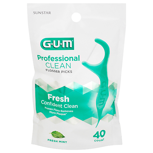 GUM GUM Flosser Picks, Professional Clean, Fresh Mint Oral Care Lavender