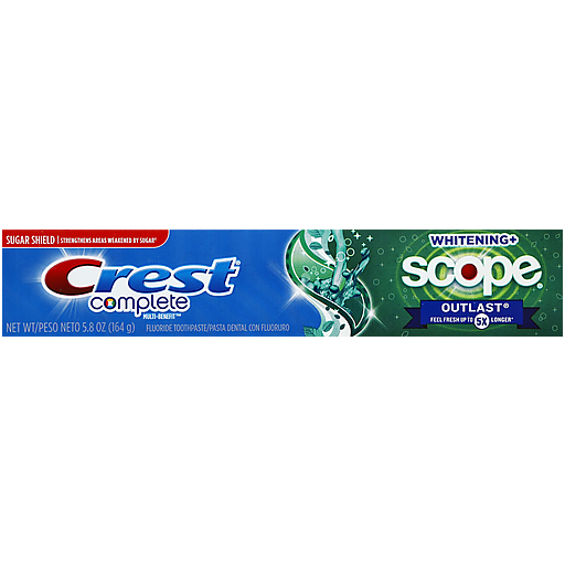 Crest Crest Complete Multi-Benefit Toothpaste, Fluoride, Whitening + Scope Outlast, Mint Toothpaste Royal Blue