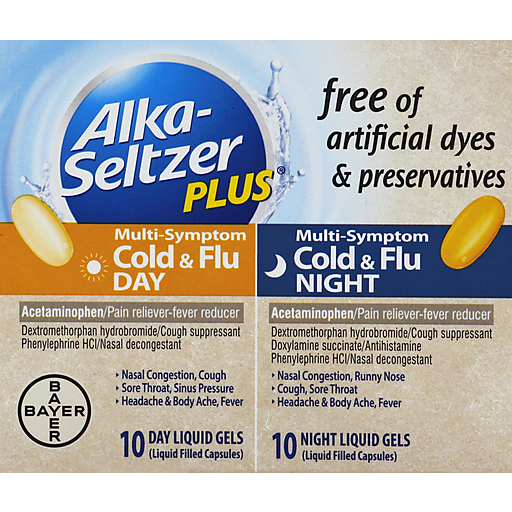 Alka-Seltzer Alka-Seltzer Cold & Flu, Multi Symptom, Day/Night, Liquid Gels Vitamins & Supplements Gray