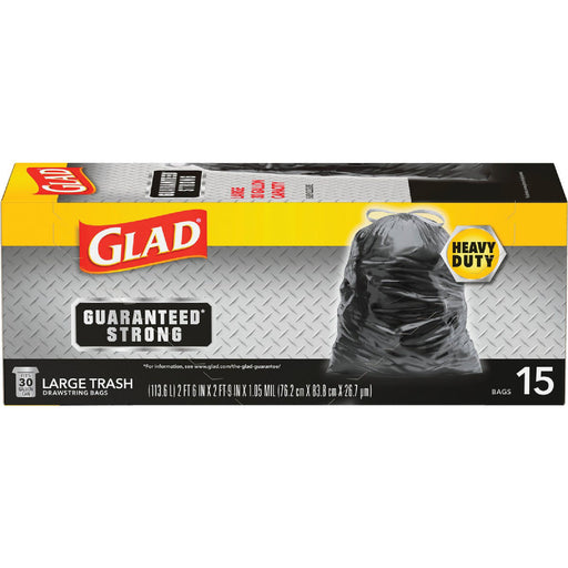 Glad Glad Trash Bags, Multipurpose, Drawstring, Large, 30 Gallon Paper & Plastic Shopping Bags Gray