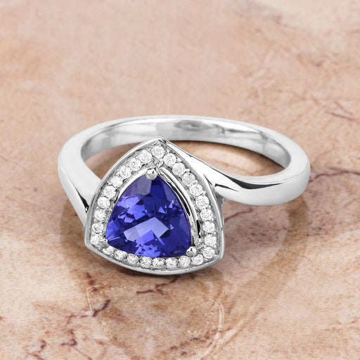 Bids.com 1.48 Carat Genuine Tanzanite and White Diamond 14K White Gold Ring Rings