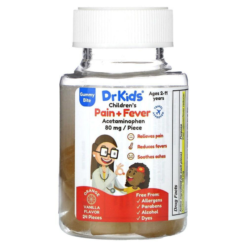 DrKids DrKids Children's Pain + Fever Gummy Bite Ages 2-11 Years Orange Vanilla - 24 Gummies Personal Care
