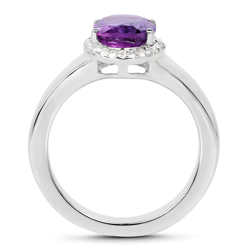 Bids.com 1.73 Carat Genuine  Amethyst and White Topaz .925 Sterling Silver Ring Rings