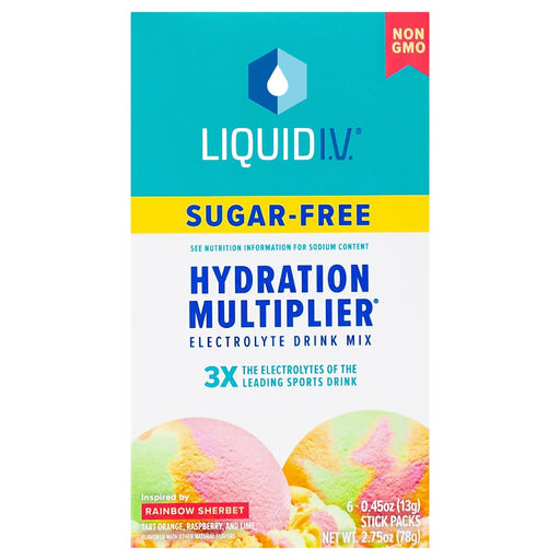 Liquid I.V. Liquid I.V. Hydration Multiplier - Sugar Free Electrolyte Drink Mix Rainbow Sherbet Beverages