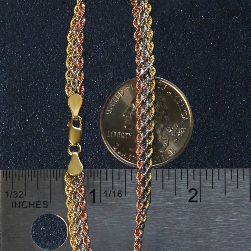 Bids.com 10k Tri-Toned Gold Multi-Strand Rope Chain Bracelet (6.35 mm) Bracelets