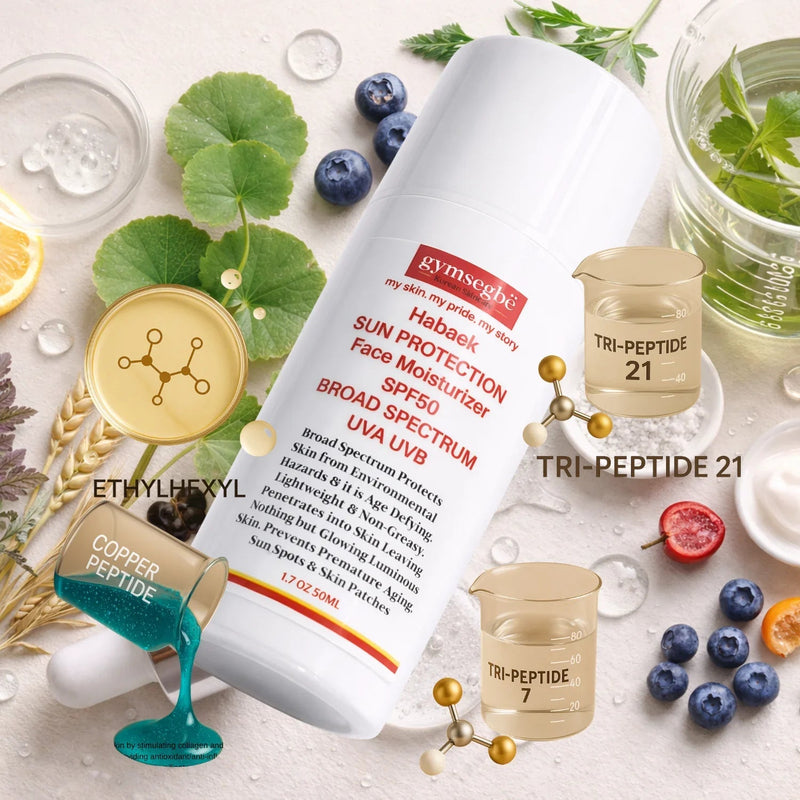 gymsegbë Habaek Sun Protection Face Moisturizer SPF50 | Peptides | Niacinamide SPF50 Anti-Aging Facial White Smoke 1 Bottle,2 Bottles Save $1.99,3 Bottles Save $5.98,4 Bottles Save $6.97