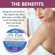 COLEHERBALS LLC 40 - Dr. Cole's Gourmet Body Butter - LAVENDER Herbal White Smoke