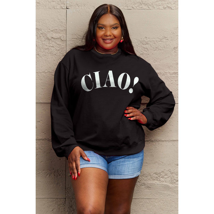 Simply Love CIAO! Round Neck Sweatshirt