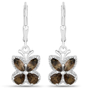 Bids.com 2.20 Carat Genuine Smoky Quartz .925 Sterling Silver Earrings Earrings