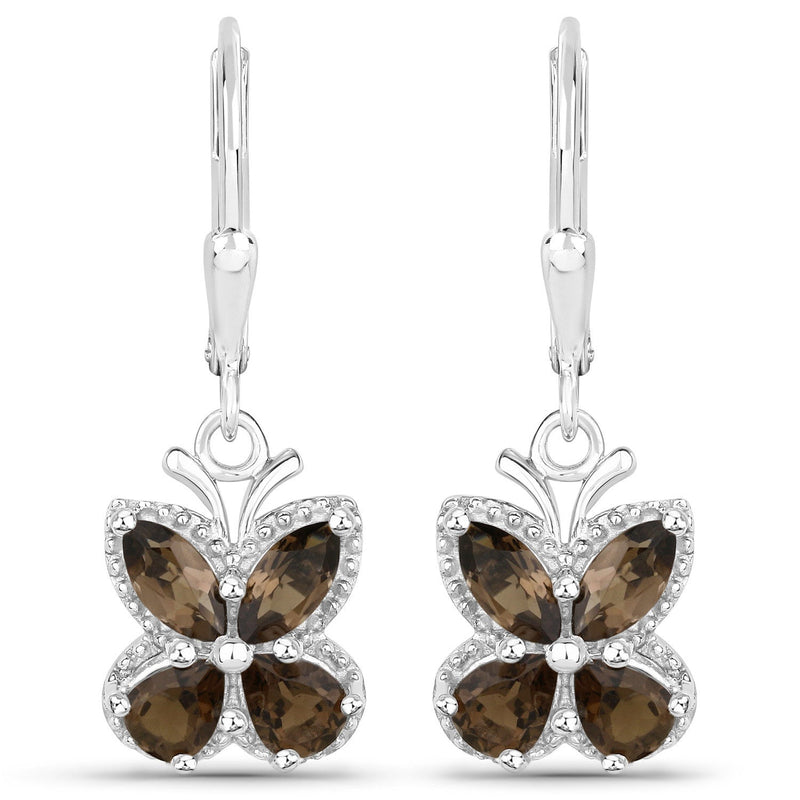 Bids.com 2.20 Carat Genuine Smoky Quartz .925 Sterling Silver Earrings Earrings