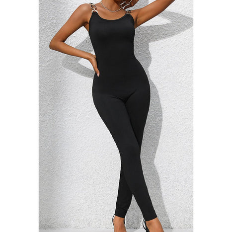 Scoop Neck Wide Strap Skinny Jumpsuit