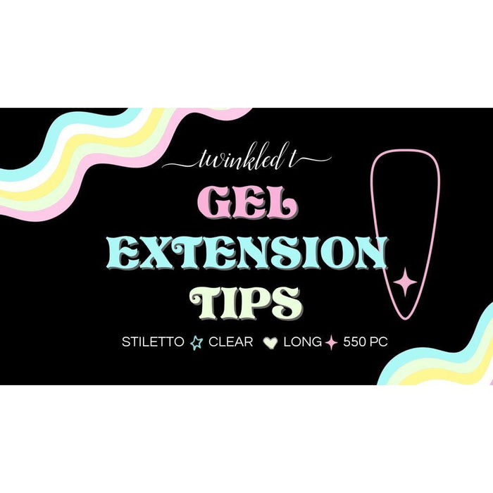 Twinkled T - Gel Extension Tips - Stiletto ♥︎ Clear ♥︎ Long