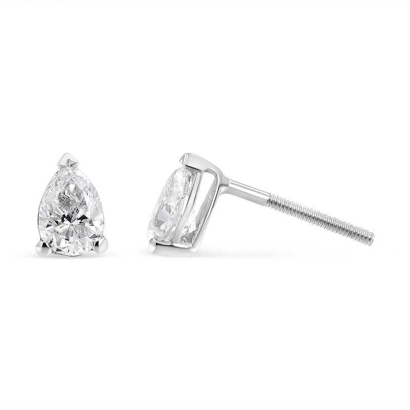 Bids.com 14K White Gold 1/2 Cttw Pear Shape Solitaire Lab Grown Diamond Stud Earrings (F-G Color, VS2-SI1 Clarity) Earrings