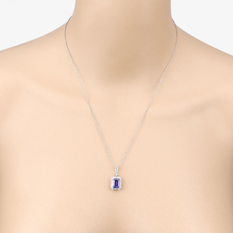 Bids.com 2.56 Carat Genuine Tanzanite and White Diamond 14K White Gold Pendant Pendants