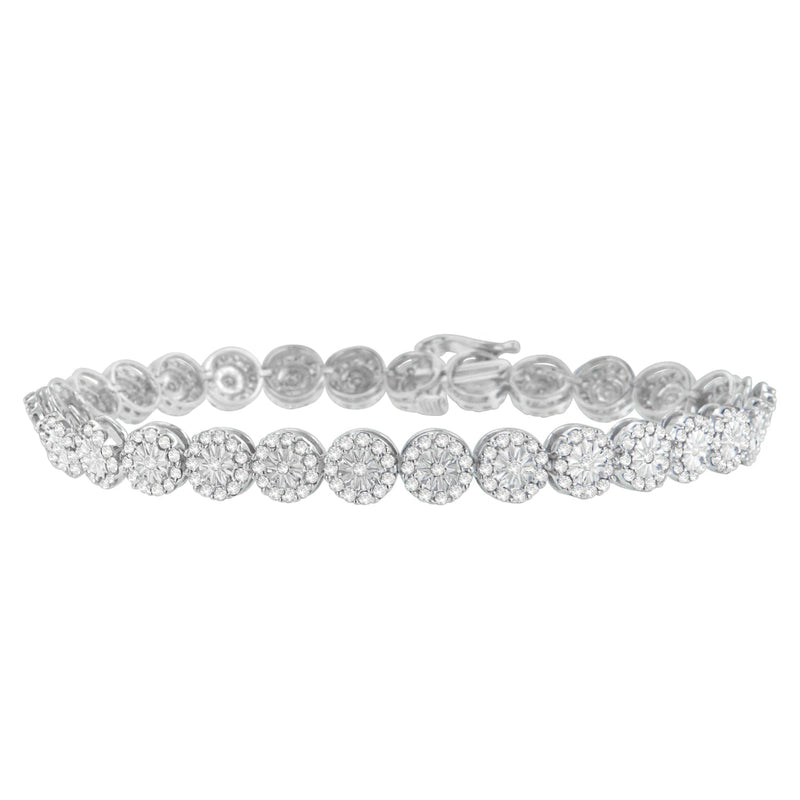 Bids.com 14K White Gold 2.00 Cttw Diamond Halo Link Tennis Bracelet (H-I Color, I1-I2 Clarity) - 7" Inches Bracelets