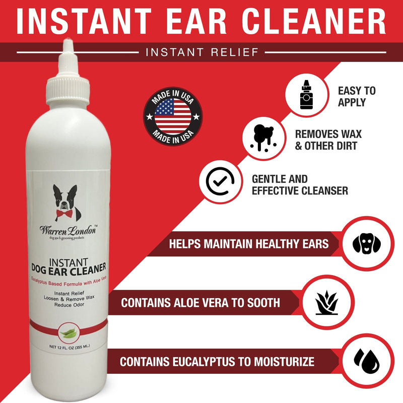Warren London Instant Ear Cleaner For Dogs 12 oz or 1 gallon - Professional Size - Removes Wax and Odor Spa Product