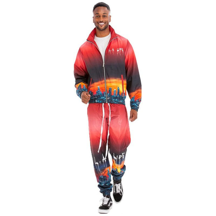 Nyc Life La Life Print Windbreak Track Suit