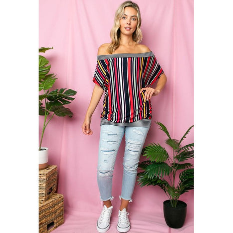 Multi Stripe Off Shoulder Top