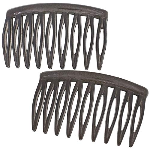 Camila Camila Paris CP3110 French Hair Side Comb, 2 Pack Curved Gray Flexible Durable Decorative Hair Combs, Strong Hold Hair Clips For Women, No Slip Styling Girls Hair Accessories Made In France Hair Curler Clips & Pins White Smoke