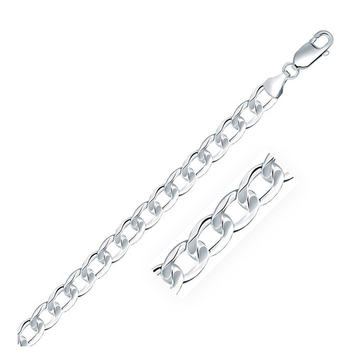 Bids.com Rhodium Plated 7.9mm Sterling Silver Curb Style Chain Necklaces
