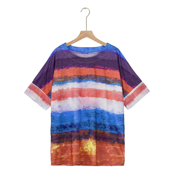 Color Block Round Neck Half Sleeve T-Shirt